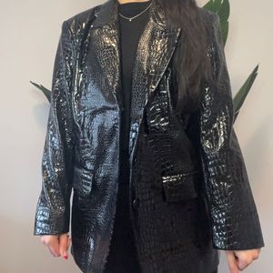Nasty Gal Faux Crocodile embossed Blazer